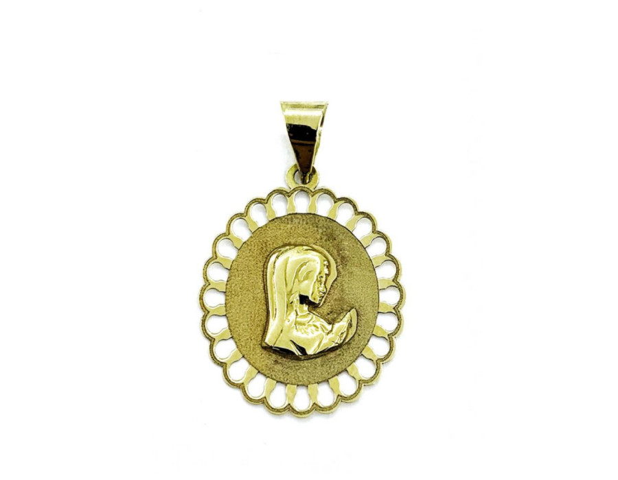 Medalla comunión virgen niña oro